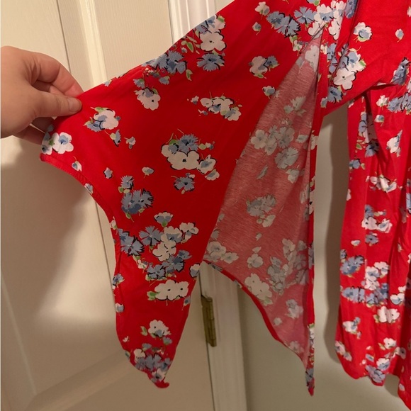 Ralph Lauren Red and Blue Bell Sleeve Blouse - Picture 3 of 5